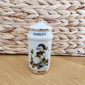 Vintage M. J. Hummrl Parsley Ceramic Jar with Gold Accents